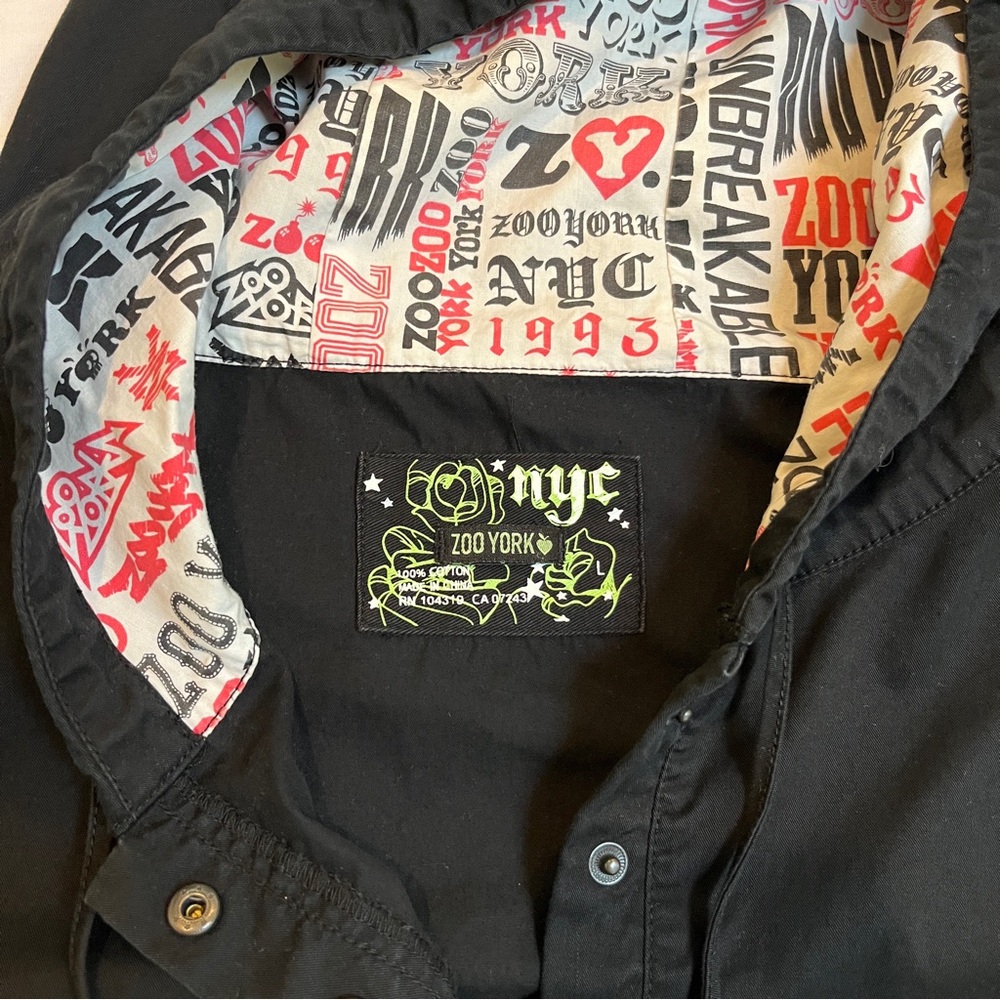 Black Zoo York Y2K Lightweight Hoodie with Waist tie, front buttons and pockets - Picture 11 of 13